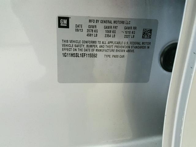 1G11H5SL1EF115592 - 2014 CHEVROLET MALIBU LTZ 银色 照片 10