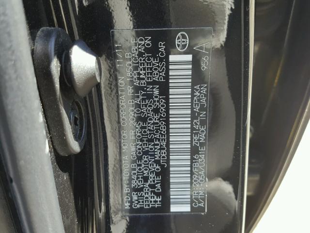 JTDBU4EE6B9169091 - 2011 TOYOTA COROLLA BA BLACK photo 10