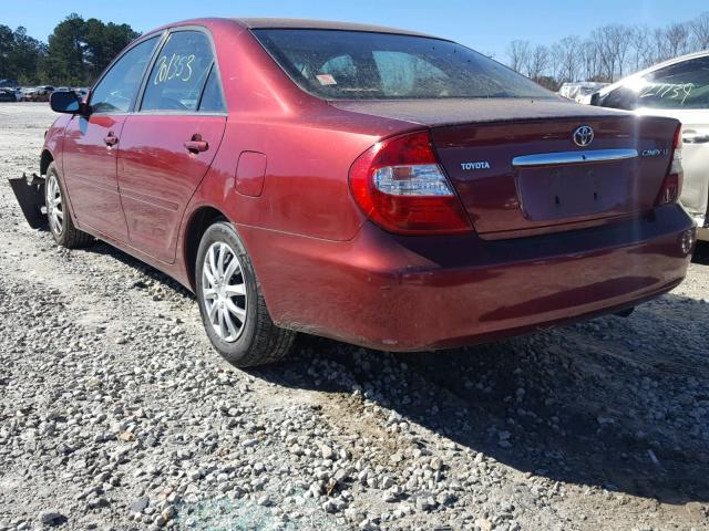 JTDBE32K520091585 - 2002 TOYOTA CAMRY LE RED photo 3