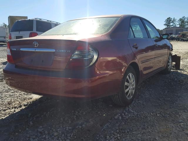 JTDBE32K520091585 - 2002 TOYOTA CAMRY LE RED photo 4