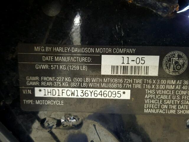 1HD1FCW136Y646095 - 2006 HARLEY-DAVIDSON FLHTCUI BLUE photo 10