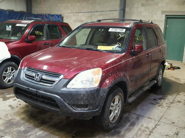 JHLRD78854C023375 - 2004 HONDA CR-V EX BURGUNDY photo 2