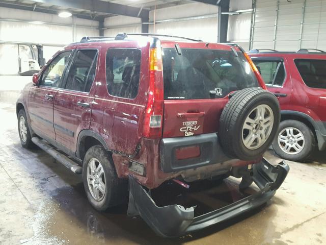 JHLRD78854C023375 - 2004 HONDA CR-V EX BURGUNDY photo 3