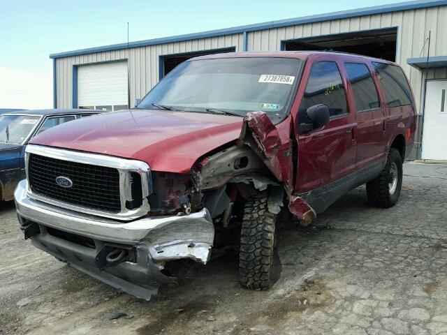 1FMNU41S62EC39409 - 2002 FORD EXCURSION RED photo 2