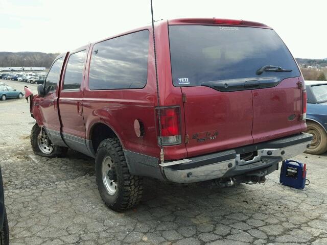 1FMNU41S62EC39409 - 2002 FORD EXCURSION RED photo 3