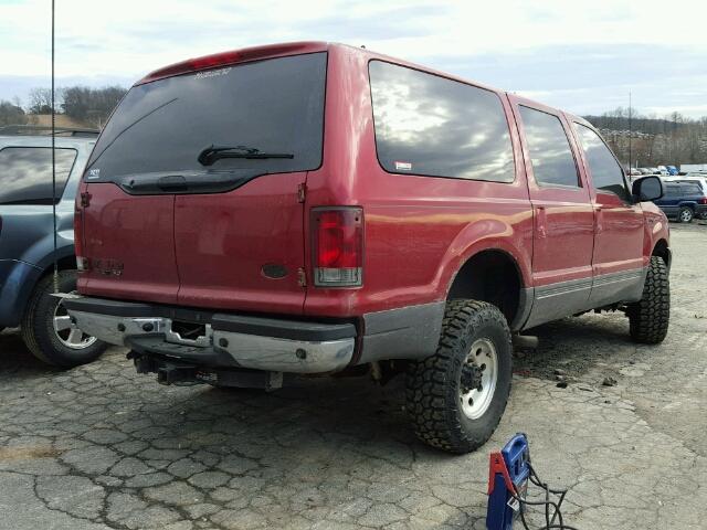 1FMNU41S62EC39409 - 2002 FORD EXCURSION RED photo 4