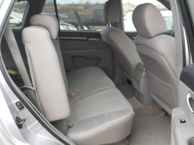 5NMSG13D47H062052 - 2007 HYUNDAI SANTA FE G SILVER photo 6