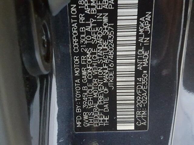 JTKDE167480243571 - 2008 SCION TC BLACK photo 10