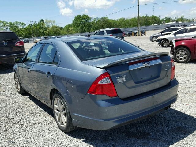 3FAHP0JA6CR267160 - 2012 FORD FUSION SEL BLUE photo 3