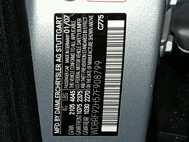 WDBRF92H57F908799 - 2007 MERCEDES-BENZ C 280 4MAT SILVER photo 10