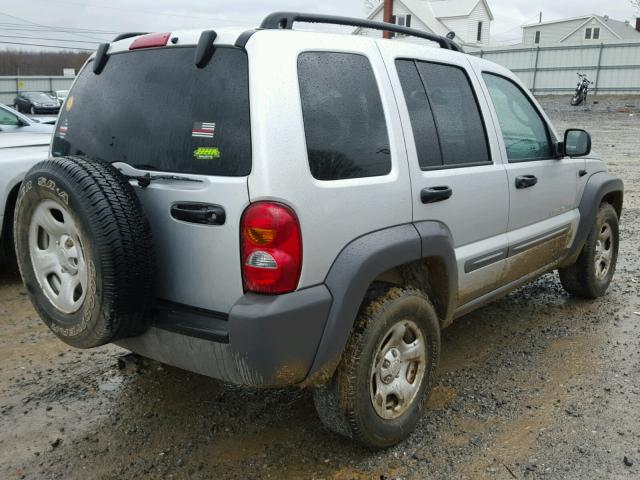 1J4GL48K72W351145 - 2002 JEEP LIBERTY SP SILVER photo 4