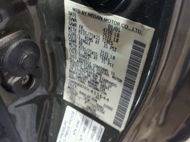 1N6BD06T05C415644 - 2005 NISSAN FRONTIER K GREEN photo 10