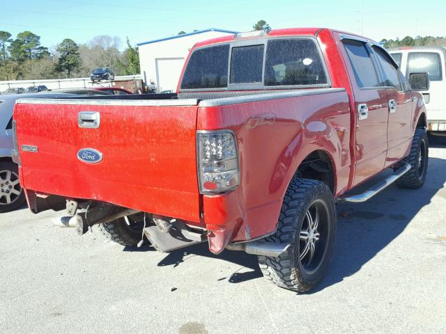 1FTPW14584KD04521 - 2004 FORD F150 SUPER RED photo 4