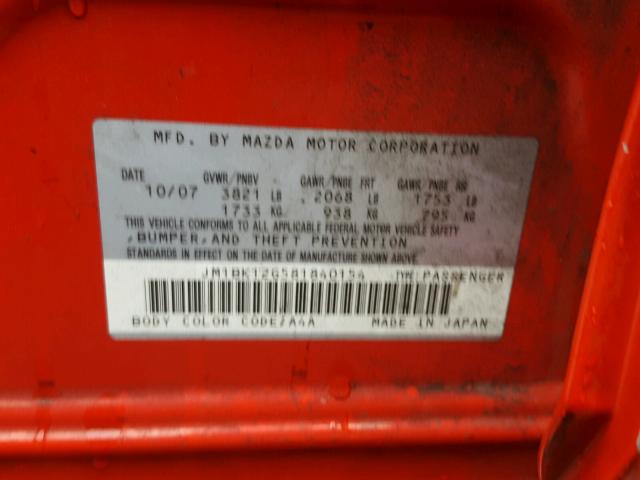 JM1BK12G581840154 - 2008 MAZDA 3 I RED photo 10