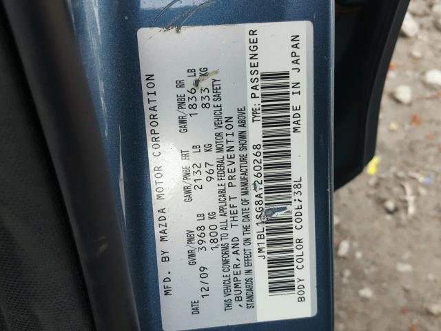 JM1BL1SG8A1260268 - 2010 MAZDA 3 I BLUE photo 10