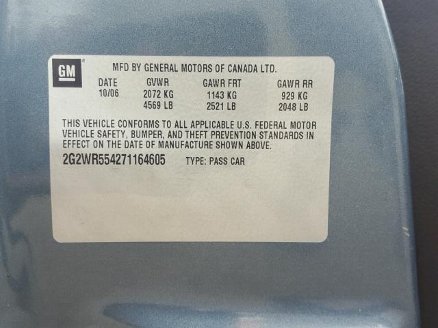 2G2WR554271164605 - 2007 PONTIAC GRAND PRIX BLUE photo 10