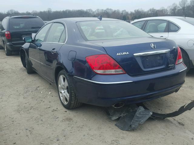 JH4KB16565C008460 - 2005 ACURA RL BLUE photo 3