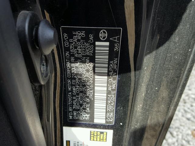 JTKDE167490300949 - 2009 TOYOTA SCION TC 黑色 照片 10