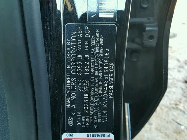 KNADM4A35F6438165 - 2015 KIA RIO LX Սև լուսանկար 10
