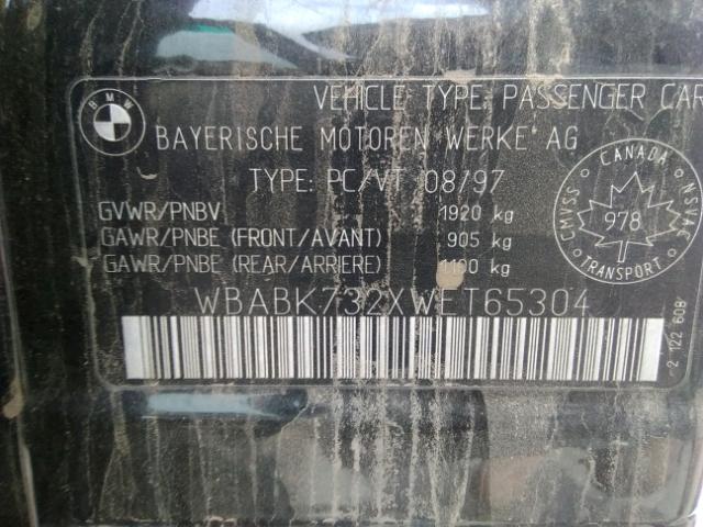 WBABK732XWET65304 - 1998 BMW 328 IC BLACK photo 10