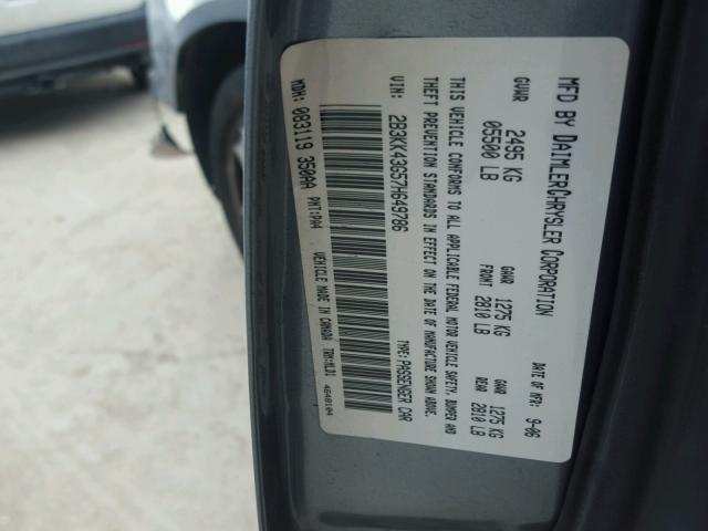 2B3KK43G57H649786 - 2007 DODGE CHARGER SE GRAY photo 10