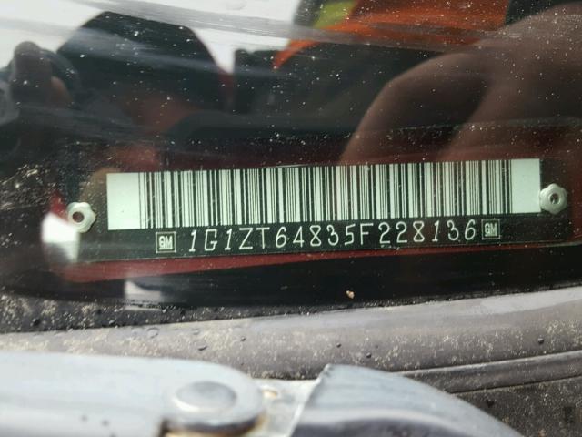 1G1ZT64835F228136 - 2005 CHEVROLET MALIBU MAX 红色 照片 10