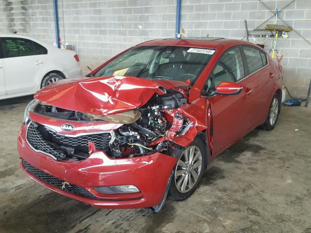 KNAFX4A86E5050264 - 2014 KIA FORTE EX RED photo 2