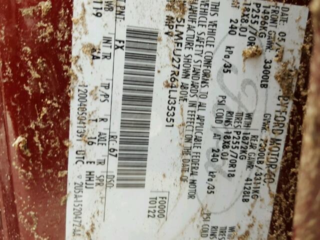 5LMFU27R64LJ35351 - 2004 LINCOLN NAVIGATOR 栗色 照片 10