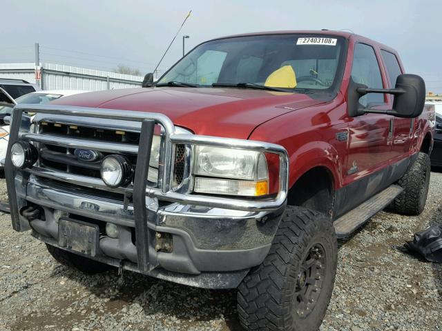 1FTNW21F52EA90111 - 2002 FORD F250 SUPER RED photo 2