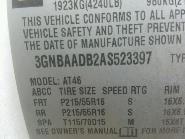 3GNBAADB2AS523397 - 2010 CHEVROLET HHR LS Ağ foto 10