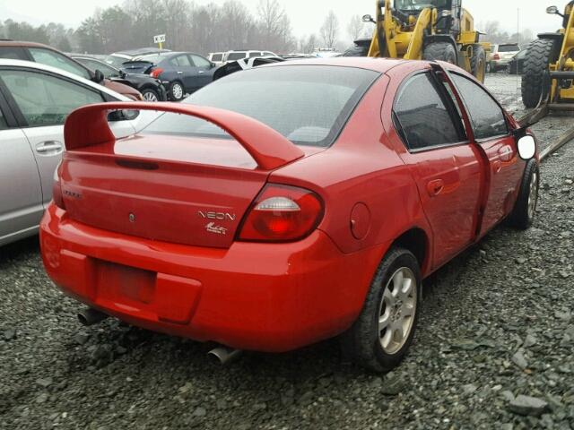 1B3ES56C95D227154 - 2005 DODGE NEON SXT RED photo 4