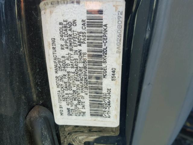 4T1BG22K9VU805876 - 1997 TOYOTA CAMRY CE BLACK photo 10