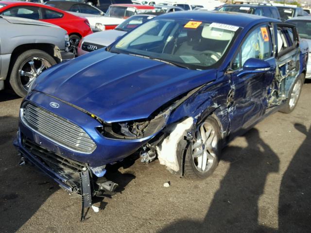 3FA6P0H75ER212199 - 2014 FORD FUSION SE BLUE photo 2