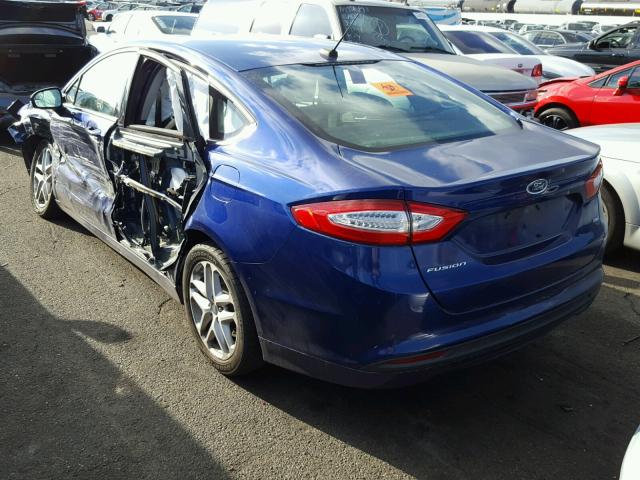 3FA6P0H75ER212199 - 2014 FORD FUSION SE BLUE photo 3