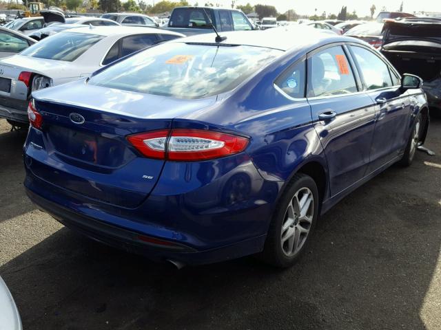 3FA6P0H75ER212199 - 2014 FORD FUSION SE BLUE photo 4