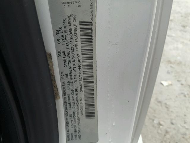 3VWRF31Y19M403097 - 2009 VOLKSWAGEN NEW BEETLE 白色 照片 10