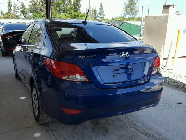 KMHCT4AE1FU932582 - 2015 HYUNDAI ACCENT GLS BLUE photo 3