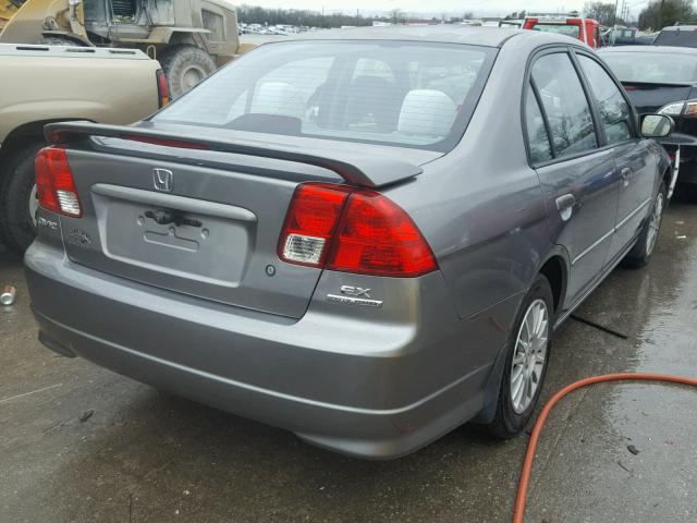 2HGES26765H594730 - 2005 HONDA CIVIC EX GRAY photo 4