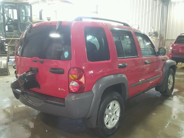 1J4GL48K23W563209 - 2003 JEEP LIBERTY SP RED photo 4