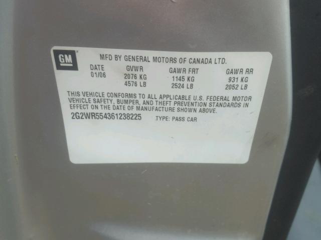 2G2WR554361238225 - 2006 PONTIAC GRAND PRIX Gümüş foto 10