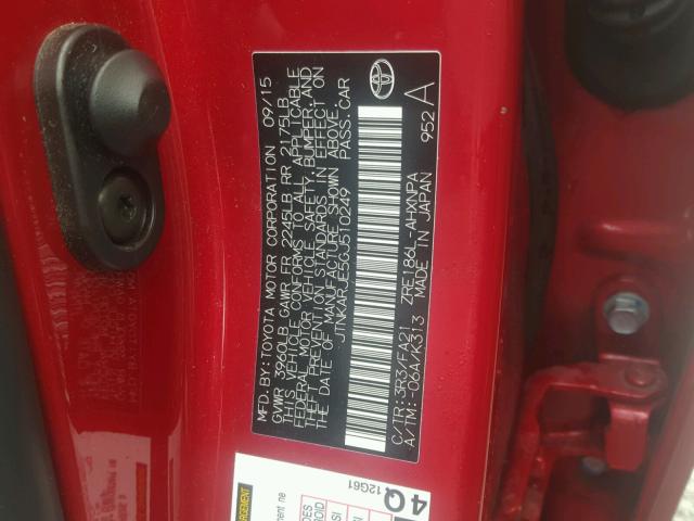 JTNKARJE5GJ510249 - 2016 TOYOTA SCION IM RED photo 10