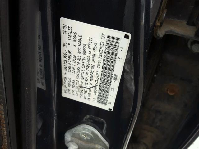 1HGCM56487A151361 - 2007 HONDA ACCORD LX GRAY photo 10