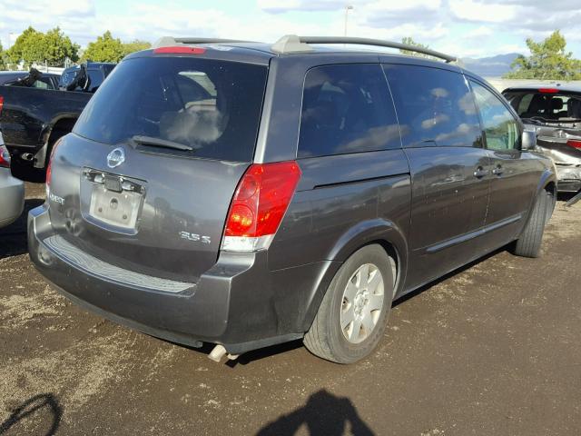 5N1BV28U84N366662 - 2004 NISSAN QUEST S GRAY photo 4