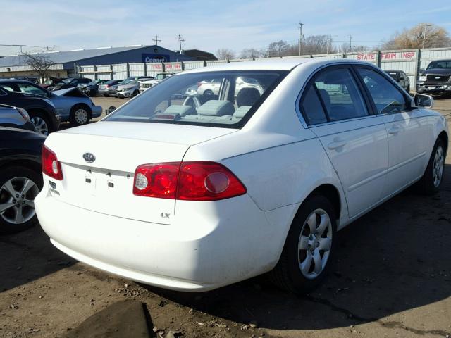 KNAGE123X85168138 - 2008 KIA OPTIMA LX WHITE photo 4