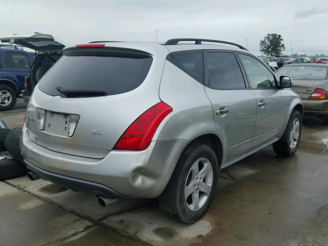 JN8AZ08T13W104043 - 2003 NISSAN MURANO SL SILVER photo 4