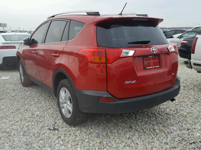 JTMZFREV2DD020795 - 2013 TOYOTA RAV4 LE RED photo 3