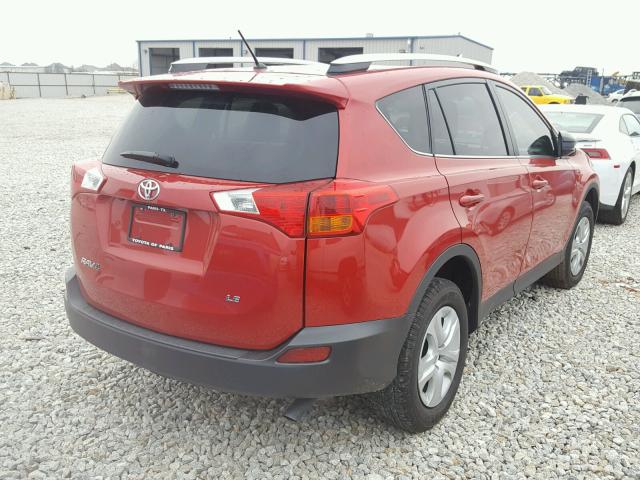 JTMZFREV2DD020795 - 2013 TOYOTA RAV4 LE RED photo 4