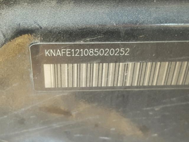 KNAFE121085020252 - 2008 KIA SPECTRA EX BLACK photo 10