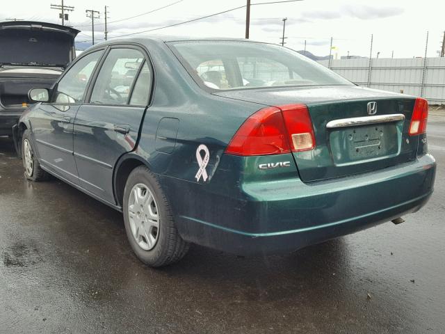 2HGES16502H506582 - 2002 HONDA CIVIC LX GREEN photo 3