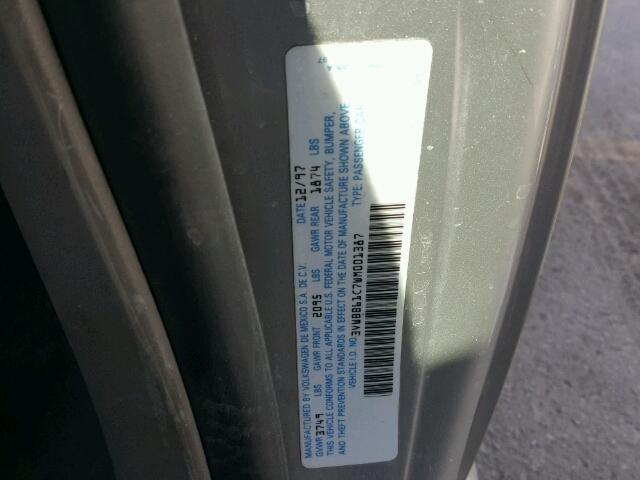 3VWBB61C7WM001387 - 1998 VOLKSWAGEN NEW BEETLE 银色 照片 10